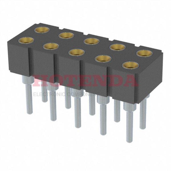 803-43-010-10-003000 - 2 Rows Receptacle Solder Beryllium Copper Through Hole Bulk Gold Polycyclohexylenedimethylene Terephthalate (PCT), Polyester 10 Positions Female Socket