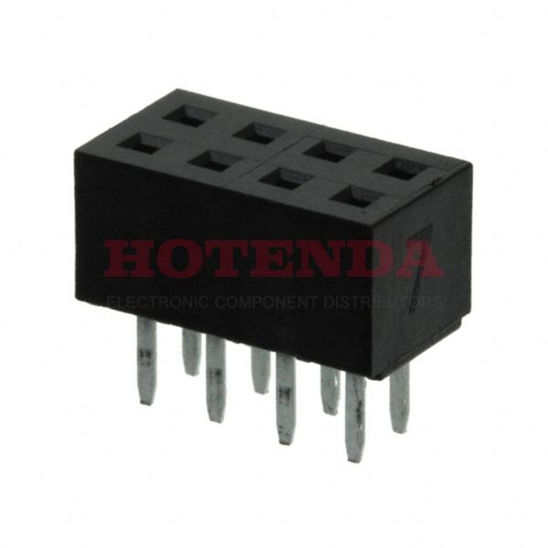 950408-6102-AR - 2 Rows Receptacle Solder Copper Alloy Through Hole Tube Gold Thermoplastic 8 Positions Female Socket