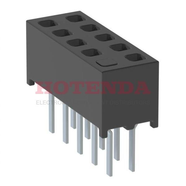 MMS-105-01-L-DV-01 - 2 RowsReceptacleSolderPhosphor BronzeThrough HoleBulkGoldLiquid Crystal Polymer (LCP)10 PositionsFemale Socket