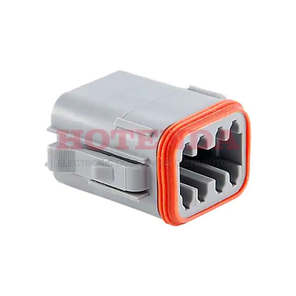 AT06-08SA - 2 Rows Plug Bulk Gray Free Hanging (In-Line) Female Socket Crimp AT Series™ Thermoplastic