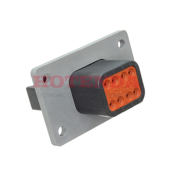 DT04-08PB-L012 - 2 Rows Receptacle Bulk Black 8 Positions Panel Mount Male Pin Crimp DT Thermoplastic