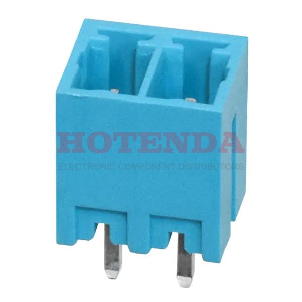 TBP02R2-381-02BE - Bulk 0.150 3.81mm Blue 1 Levels Through Hole Header, Male Pins, Shrouded (4 Side) TBP02R2-381 Polyamide (PA66), Nylon 6/6 Tin Copper Alloy