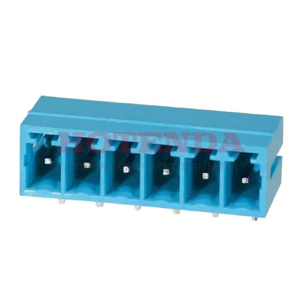 TBP02R1-381-06BE - Bulk 0.150 3.81mm Blue 1 Levels Through Hole Header, Male Pins, Shrouded (4 Side) TBP02R1-381 Polyamide (PA66), Nylon 6/6 Tin Copper Alloy