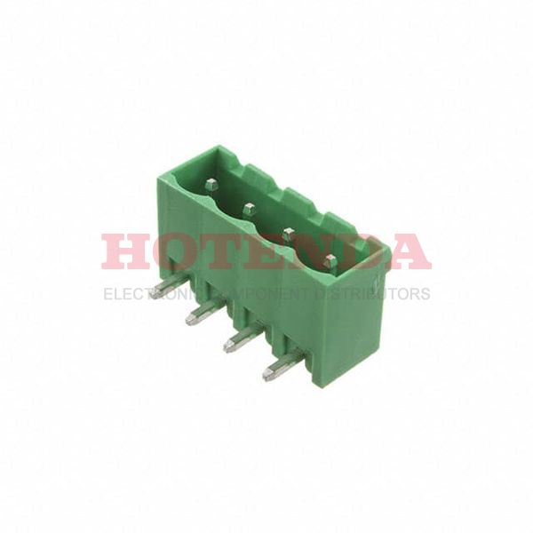 EBQA-04-D-C - Bulk 0.200 5.08mm Green 1 Levels Through Hole Header, Male Pins, Shrouded (4 Side) EB Polyamide (PA66), Nylon 6/6 Tin Brass