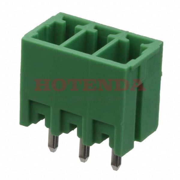 EBRA-03-A - Bulk 0.138 3.50mm Green 1 Levels Through Hole Header, Male Pins, Shrouded (4 Side) EB Polyamide (PA66), Nylon 6/6 Tin Brass