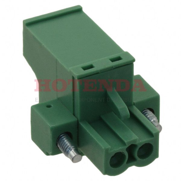 20020012-G021B01LF - 2 Position Terminal Block Plug, Female Sockets 0.197" (5.00mm)180° Free Hanging (In-Line)