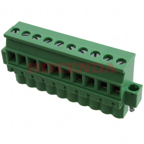 20020011-G101B01LF - 10 Position Terminal Block Plug, Female Sockets 0.197" (5.00mm)270° Free Hanging (In-Line)