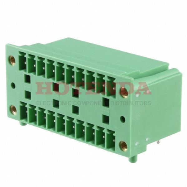 1842995 - Bulk 0.150 3.81mm Green 2 Levels Through Hole Header, Male Pins, Shrouded (4 Side) COMBICON MCD Polyamide (PA), Nylon