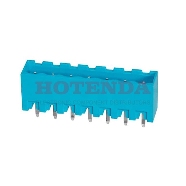 TBP01R2-508-07BE - Bulk 0.200 5.08mm Blue 1 Levels Through Hole Header, Male Pins, Shrouded (4 Side) TBP01R2-508 Polyamide (PA66), Nylon 6/6 Tin Copper Alloy