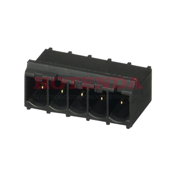 1609565 - Bulk 0.200 5.08mm Black 1 Levels Through Hole Header, Male Pins, Shrouded (4 Side) PROFINET MSTB Polyamide (PA), Nylon Gold Copper Alloy