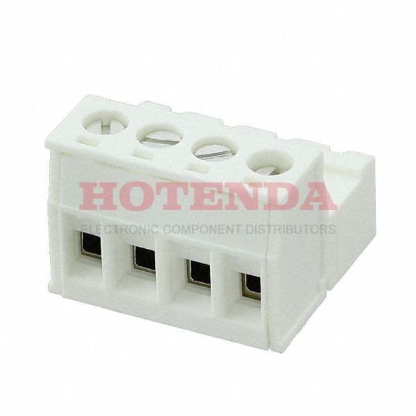 1815950 - 4 Position Terminal Block Plug, Male Pins 0.200" (5.08mm)180° Free Hanging (In-Line)