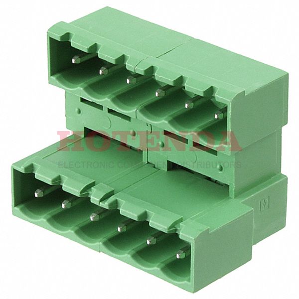 1842102 - Bulk 0.200 5.08mm Green 2 Levels Through Hole Header, Male Pins, Shrouded (4 Side) COMBICON MDSTBA Polybutylene Terephthalate (PBT)