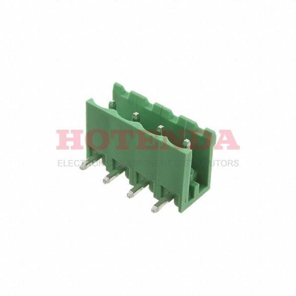EBQA-04-C - Bulk 0.197 5.00mm Green 1 Levels Through Hole Header, Male Pins, Shrouded (2 Side) EB Polyamide (PA66), Nylon 6/6 Tin Brass