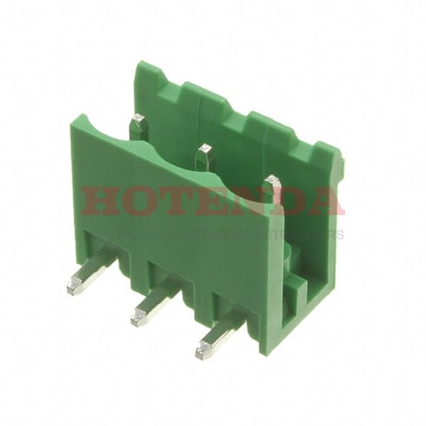 EBQA-03-D - Bulk 0.200 5.08mm Green 1 Levels Through Hole Header, Male Pins, Shrouded (2 Side) EB Polyamide (PA66), Nylon 6/6 Tin Brass
