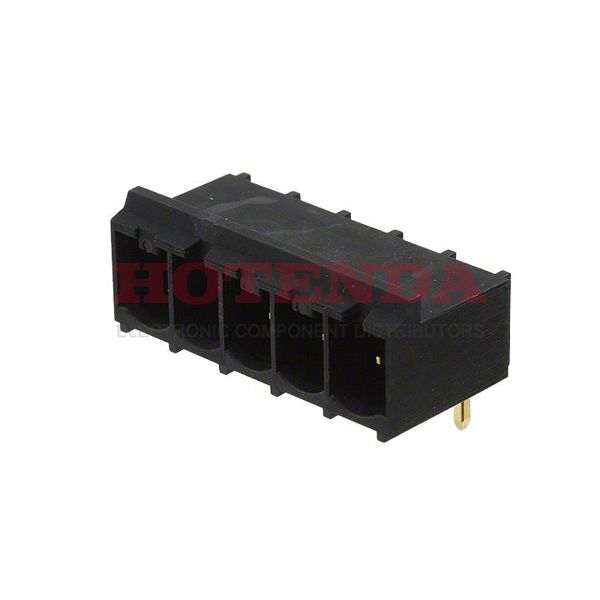 1657915 - Bulk 0.200 5.08mm Black 1 Levels Through Hole Header, Male Pins, Shrouded (4 Side) PLUSCON VS Polybutylene Terephthalate (PBT) Gold Copper Alloy