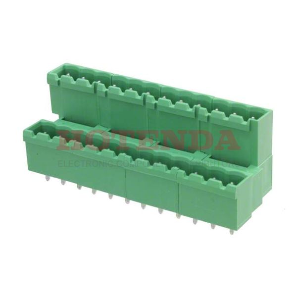 1845439 - Bulk 0.200 5.08mm Green 2 Levels Through Hole Header, Male Pins, Shrouded (4 Side) COMBICON MDSTBVA Polybutylene Terephthalate (PBT)