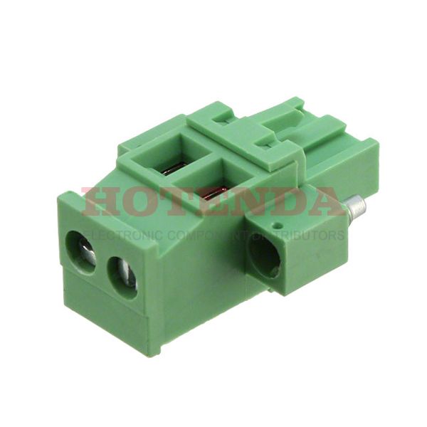 20020009-G021B01LF - 2 Position Terminal Block Plug, Female Sockets 0.197" (5.00mm)90° Free Hanging (In-Line)