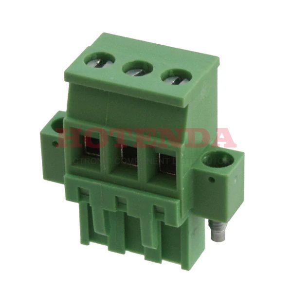 20020009-G031B01LF - 3 Position Terminal Block Plug, Female Sockets 0.197" (5.00mm)90° Free Hanging (In-Line)