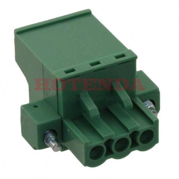 20020012-G031B01LF - 3 Position Terminal Block Plug, Female Sockets 0.197" (5.00mm)180° Free Hanging (In-Line)