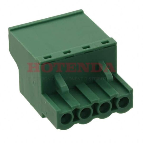 20020013-H041B01LF - 4 Position Terminal Block Plug, Female Sockets 0.200" (5.08mm)180° Free Hanging (In-Line)