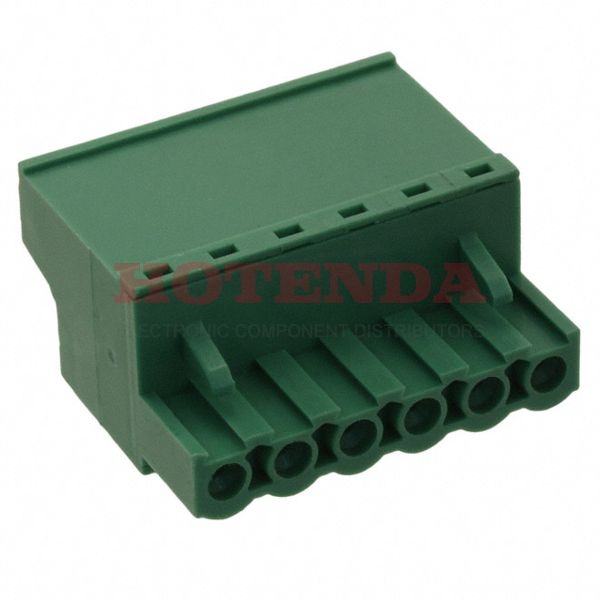 20020013-H061B01LF - 6 Position Terminal Block Plug, Female Sockets 0.200" (5.08mm)180° Free Hanging (In-Line)