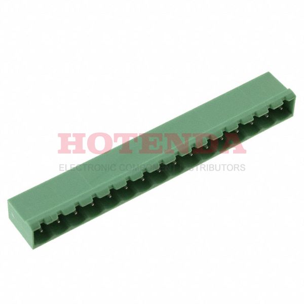 5446846 - 16 Position Terminal Block Header, Male Pins, Shrouded (4 Side) 0.200" (5.08mm) 90°, Right AngleThrough Hole