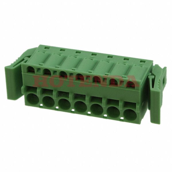 1808611 - Bulk 0.200 5.08mm Green 1 Levels Free Hanging (In-Line) Plug, Female Sockets COMBICON FKCS Polyamide (PA), Nylon Tin