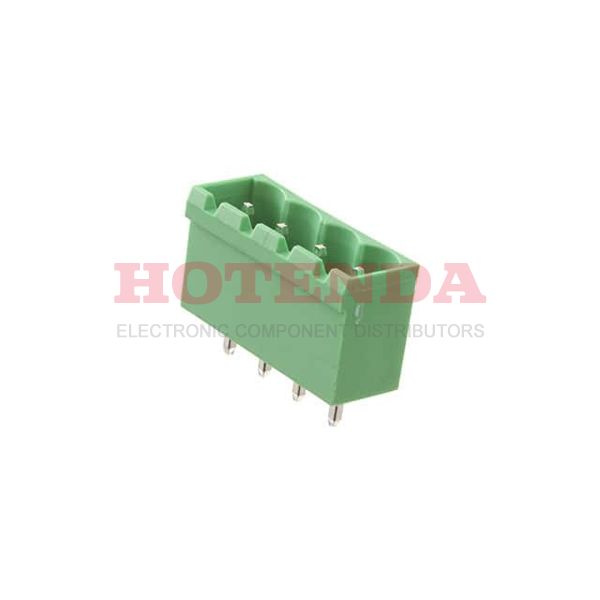 EBPA-04-D-C - Bulk 0.200 5.08mm Green 1 Levels Through Hole Header, Male Pins, Shrouded (4 Side) EB Polyamide (PA66), Nylon 6/6 Tin Brass