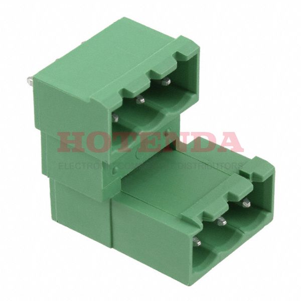1845345 - Bulk 0.200 5.08mm Green 2 Levels Through Hole Header, Male Pins, Shrouded (4 Side) COMBICON MDSTBVA Polybutylene Terephthalate (PBT)