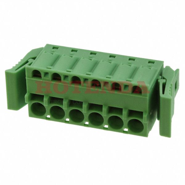 1808608 - Bulk 0.200 5.08mm Green 1 Levels Free Hanging (In-Line) Plug, Female Sockets COMBICON FKCS Polyamide (PA), Nylon Tin
