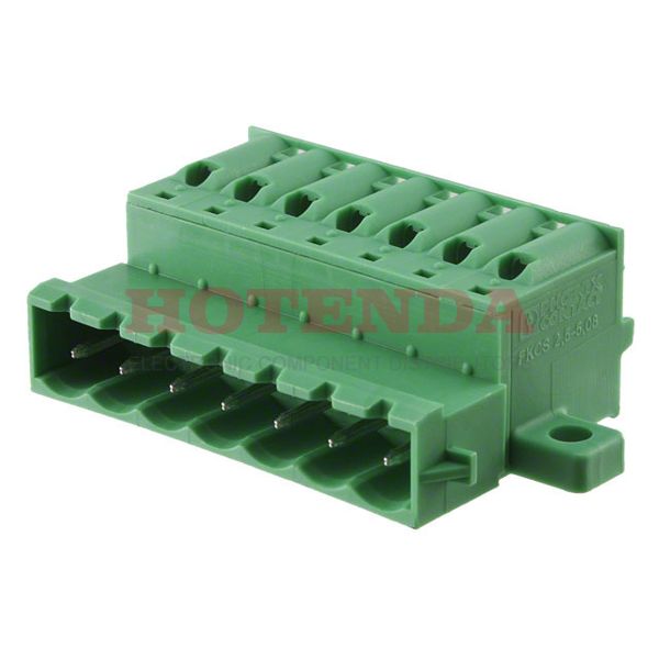 1808776 - Bulk 0.200 5.08mm Green 1 Levels Free Hanging (In-Line) Plug, Male Pins COMBICON FKICS Polyamide (PA), Nylon Tin