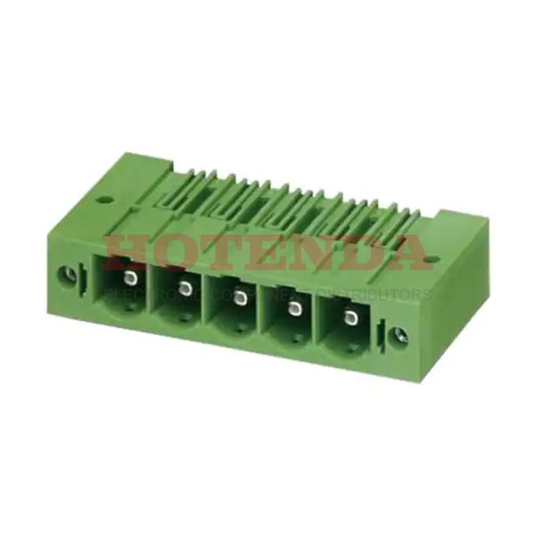 1999039 - Bulk 0.400 10.16mm Green 1 Levels Through Hole Header, Male Pins, Shrouded (4 Side) COMBICON PC Polyamide (PA), Nylon Silver