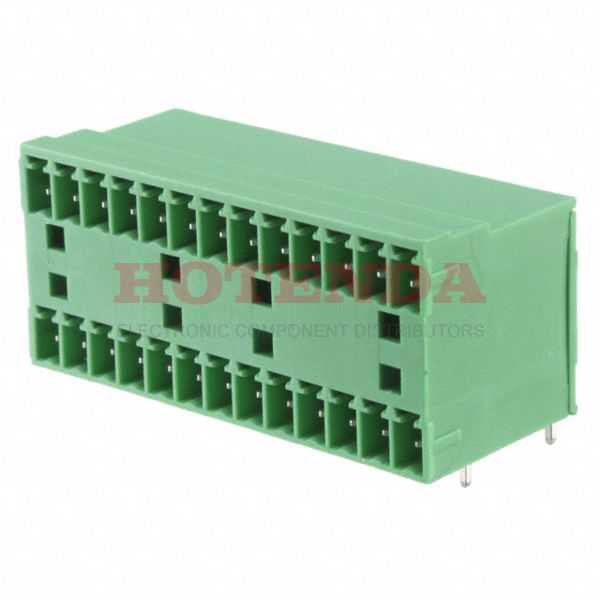 1843185 - Bulk 0.150 3.81mm Green 2 Levels Through Hole Header, Male Pins, Shrouded (4 Side) COMBICON MCD Polyamide (PA), Nylon