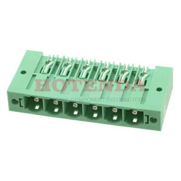 1999042 - Bulk 0.400 10.16mm Green 1 Levels Through Hole Header, Male Pins, Shrouded (4 Side) COMBICON PC Polyamide (PA), Nylon Silver