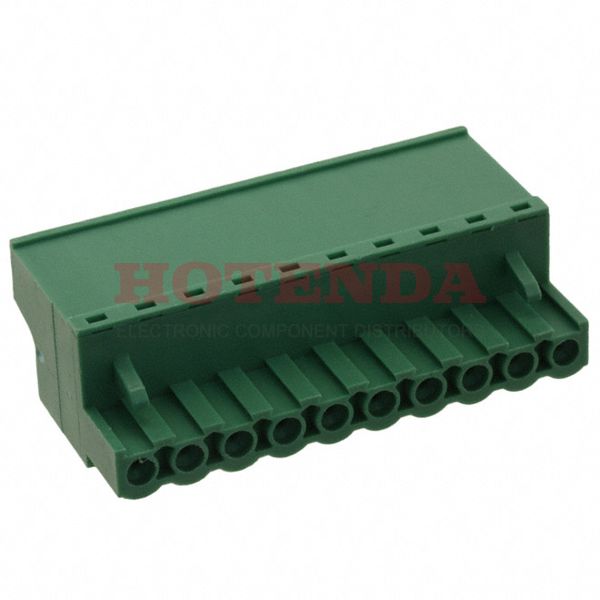 20020013-G101B01LF - 10 Position Terminal Block Plug, Female Sockets 0.197" (5.00mm)180° Free Hanging (In-Line)