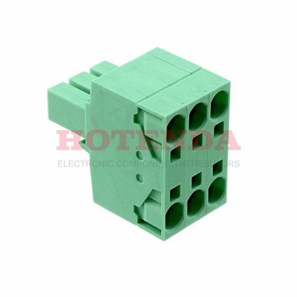 1728468 - Bulk 0.300 7.62mm Green 1 (Mate), 2 (Input) Levels Free Hanging (In-Line) Plug, Female Sockets COMBICON TSPC Polyamide (PA), Nylon Tin