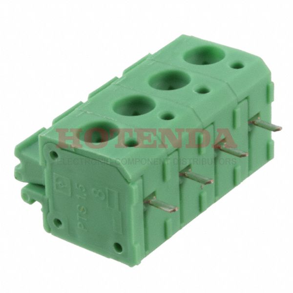 1792889 - 0.197 5.00mm Green Bulk Polyamide (PA), Nylon Through Hole Horizontal with Board Screwless - Push Button Clamp 1 Levels 14-26 AWG COMBICON PTS