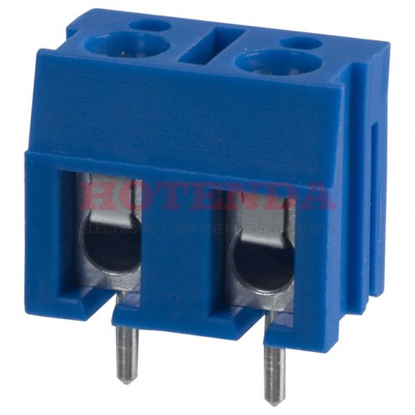 ED110/2DS - 0.295 7.50mm Blue Bulk Polyamide (PA), Nylon Through Hole Horizontal with Board Screw - Leaf Spring, Wire Guard 1 Levels 14-22 AWG ED110/DS