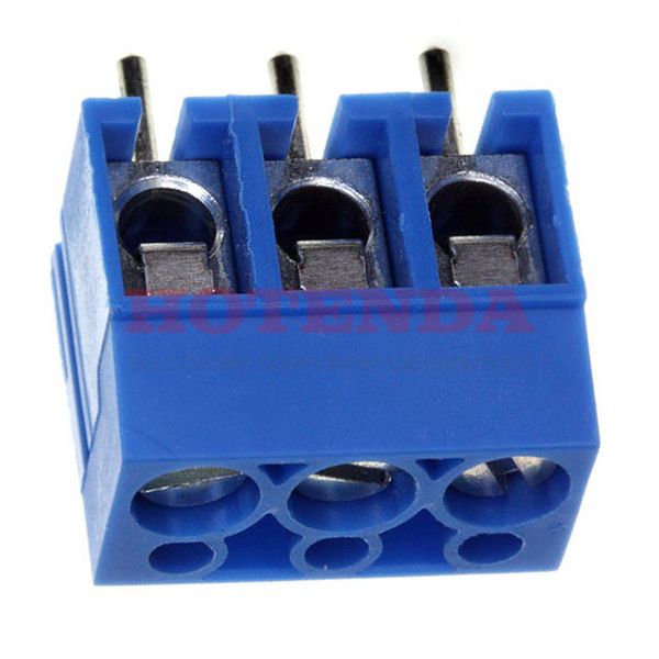 ED100/3DS - 0.197 5.00mm Blue Bulk Polyamide (PA), Nylon Through Hole Horizontal with Board Screw - Leaf Spring, Wire Guard 1 Levels 14-22 AWG ED100/DS