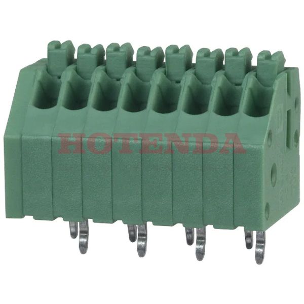 1990067 - 0.098 2.50mm Green Bulk Polyamide (PA), Nylon Through Hole 45° (135°) Angle with Board Screwless - Spring Cage, Tension Clamp 1 Levels 20-26 AWG COMBICON PTSA