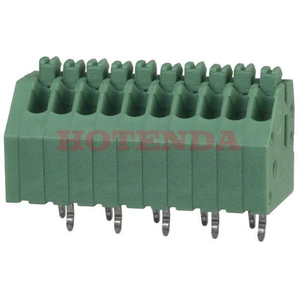 1990083 - 0.098 2.50mm Green Bulk Polyamide (PA), Nylon Through Hole 45° (135°) Angle with Board Screwless - Spring Cage, Tension Clamp 1 Levels 20-26 AWG COMBICON PTSA