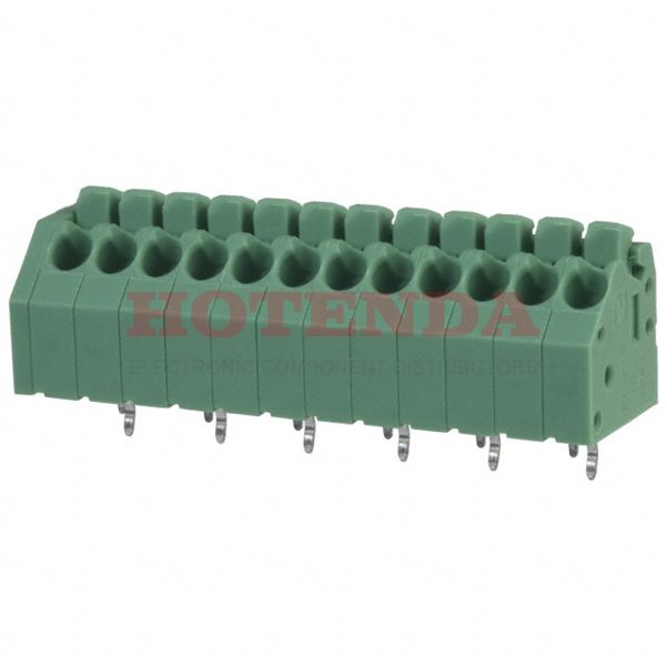 1985292 - 0.138 3.50mm Green Bulk Polyamide (PA), Nylon Through Hole 45° (135°) Angle with Board Screwless - Spring Cage, Tension Clamp 1 Levels 16-24 AWG COMBICON PTSA