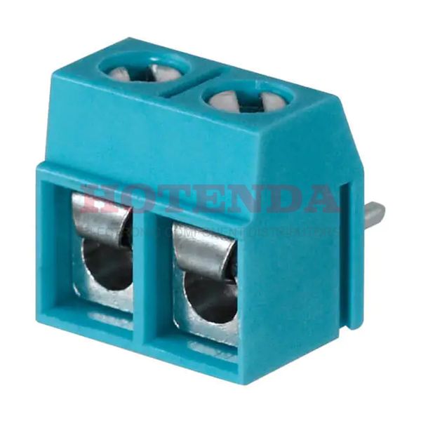 TB002V-500-02BE - 0.197 5.00mm Blue Bulk Polybutylene Terephthalate (PBT) Through Hole Vertical with Board Screw - Leaf Spring, Wire Guard 1 Levels 12-22 AWG TB002V-500