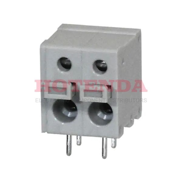 TBL009-500-02GY-2GY - 0.197 5.00mm Gray Tray Polyamide (PA66), Nylon 6/6 Through Hole Horizontal with Board Screwless - Push Button Clamp 1 Levels 16-26 AWG TBL009-500