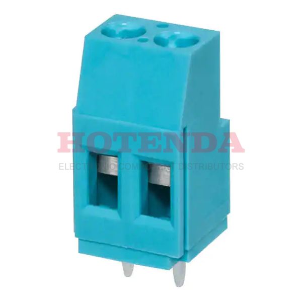 TB009-508-02BE - 0.200 5.08mm Blue Bulk Polyamide (PA66), Nylon 6/6 Through Hole Horizontal with Board Screw - Rising Cage Clamp 1 Levels 12-26 AWG TB009-508