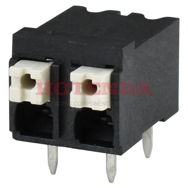 TBLH10-500-02BK - 0.197 5.00mm Black Tray Liquid Crystal Polymer (LCP) Through Hole Horizontal with Board Screwless - Push Button Clamp 1 Levels 16-24 AWG TBLH10-500