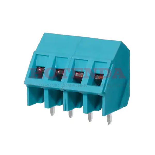 TB008A-508-04BE - 0.200 5.08mm Blue Bulk Polyamide (PA66), Nylon 6/6 Through Hole 45° (135°) Angle with Board Screw - Rising Cage Clamp 1 Levels 12-24 AWG TB008A-508