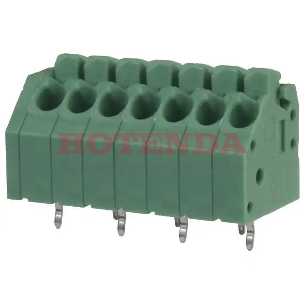 1985247 - 0.138 3.50mm Green Bulk Polyamide (PA), Nylon Through Hole 45° (135°) Angle with Board Screwless - Spring Cage, Tension Clamp 1 Levels 16-24 AWG COMBICON PTSA
