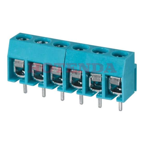TB003-500-P06BE - 0.197 5.00mm Blue Bulk Polyamide (PA66), Nylon 6/6 Through Hole Horizontal with Board Screw - Leaf Spring, Wire Guard 1 Levels 14-26 AWG TB003-500