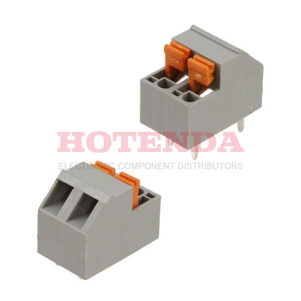OSTHD020080 - 0.200 5.08mm Gray Bulk Thermoplastic Through Hole Angled Screwless - Leg Spring, Push-In Spring 1 Levels 16-22 AWG OSTHD